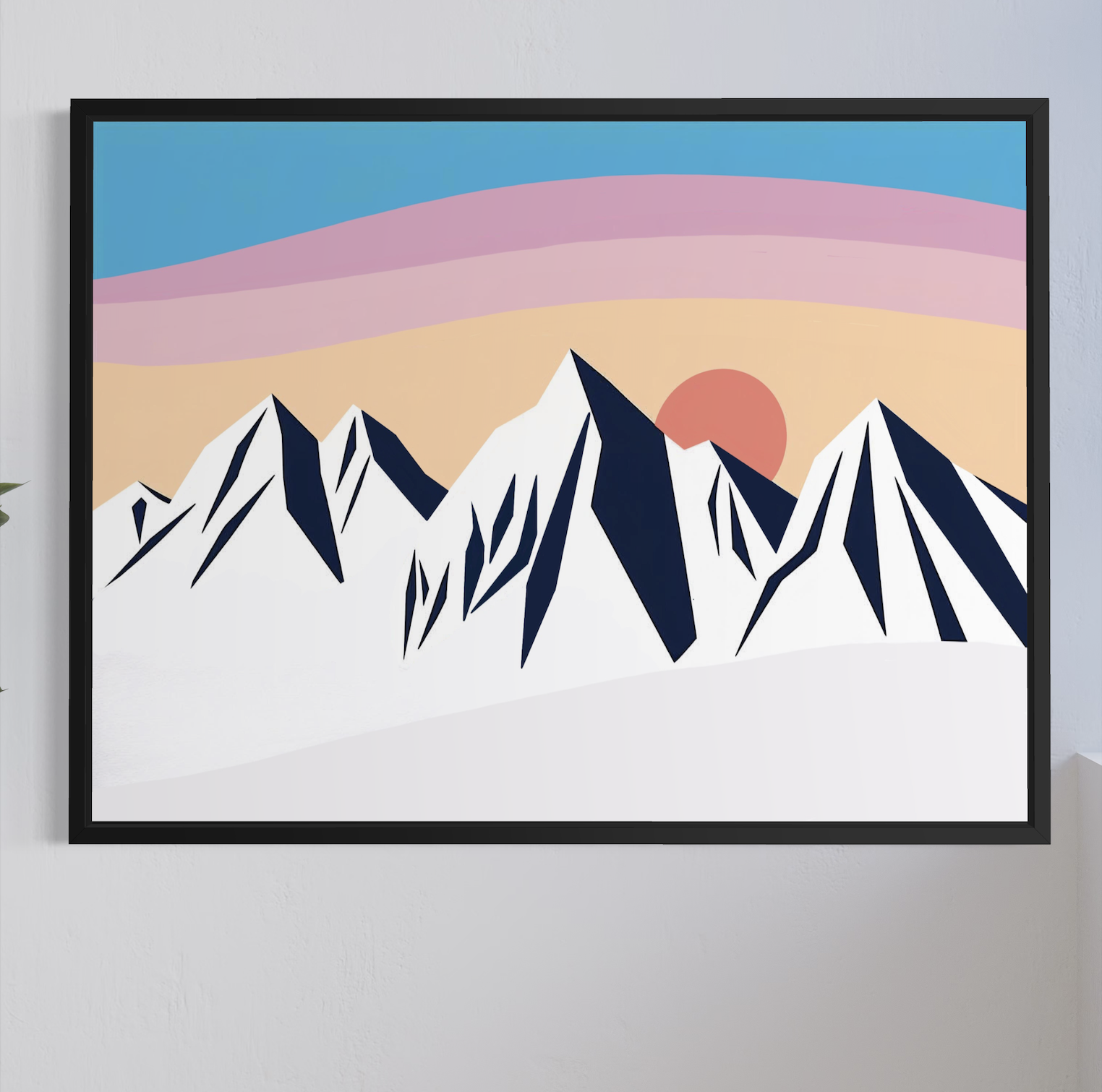 Colourful mountain wall art